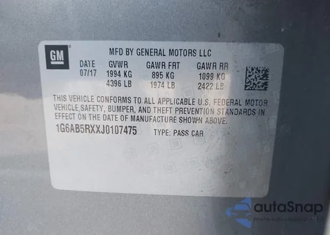 2018 Cadillac Ats Luxury z USA, uszkodzony, nr VIN 1G6AB5RXXJ0107475